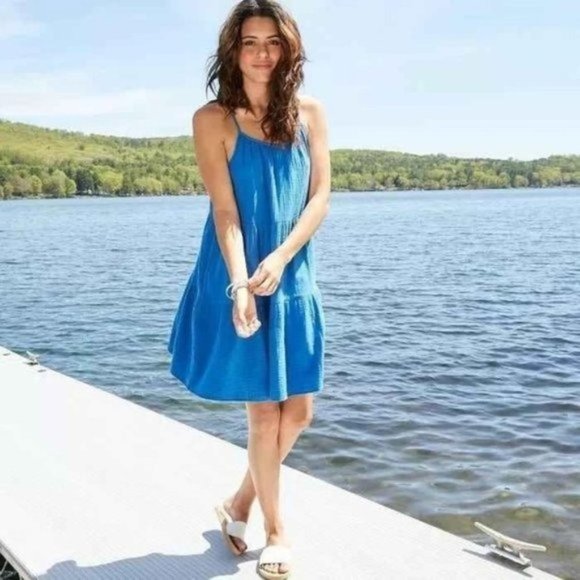 NWT XXL blue burst summer mini dress pockets - Picture 2 of 5